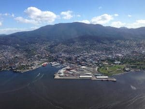 Hobart view from helicopter