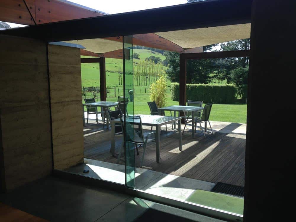 Home Hill winery glass doors to veranda