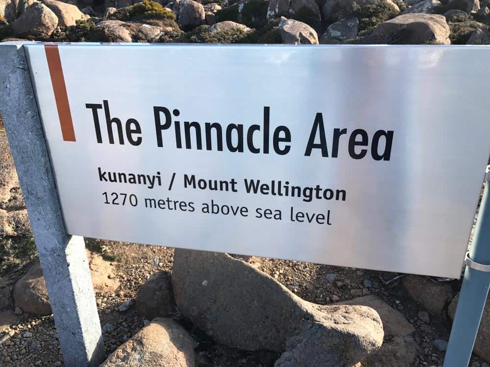 Mt Wellington 1270 meter sign